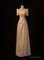 White Satin Short Sleeve Square Wedding Dress