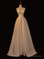 White Satin V-neck Pleats Wedding Dress