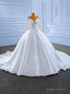 White See-through Neck Satin Long Sleeve Beading Sequins Wedding Dress