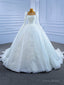 White Sequins Appliques Long Sleeve Beading Wedding Dress