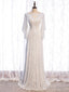 White Sequins Long Sleeve V-neck Prom Dress