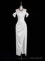White Sheath Satin Off the Shoulder Wedding Dress