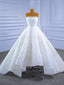 White Tulle Strapless Wedding Dress With Detachable Train