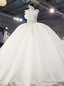 White Tulle Strapless Sequins Beading Wedding Dress