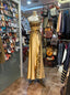 Wild Gold-Brown Leopard Print One-Shoulder Satin Long Formal Prom Dresses