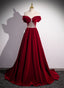 Wine Red Off Shoulder Beaded Long Velvet Party Dresses, Wine Red Formal Prom Dresses