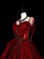 Wine Red Sweetheart Beaded Tulle Formal Dresses, Off Shoulder Sweet 16 Dresses