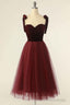 Wine Red Sweetheart Tie-Strap A-Line Short Prom Dress