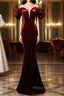 Wine Red Velvet Off Shoulder Mermaid Long Formal Prom Dresses, Long Lace-Up Evening Dresses