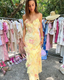 Yellow Fashion Elegant Layered Tulle Long Ball Gown Backless Mermaid Slim Fit Evening Gown Party Dress