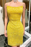 Yellow Sequins Backless Short Homecoming Dresses