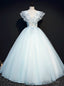 You Are Sure To Find The Perfect Sky Blue Ball Gown Tulle V-neck Appliques Quinceanera Dress