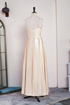 Champagne One Shoulder A-line Satin Tea Length Bridesmaid Dresses