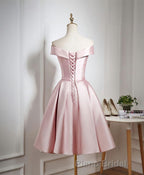 Cute Pink A Line Short Formal Prom Dresses, Pink Evening Dresses