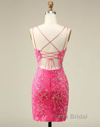 Gorgeous Sparkly Double Spaghetti Straps Tight Homecoming Dresses With Fringe