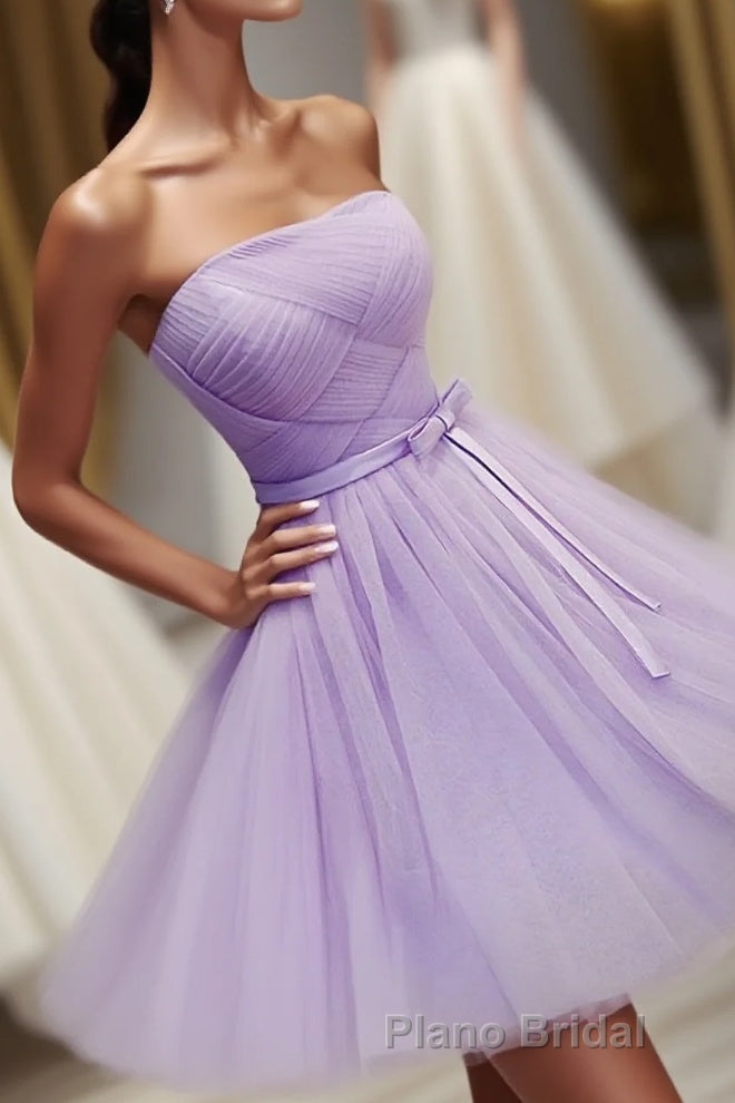 Cute A Line Tulle Short Formal Prom Dresses, Bridesmaid Dresses Main image