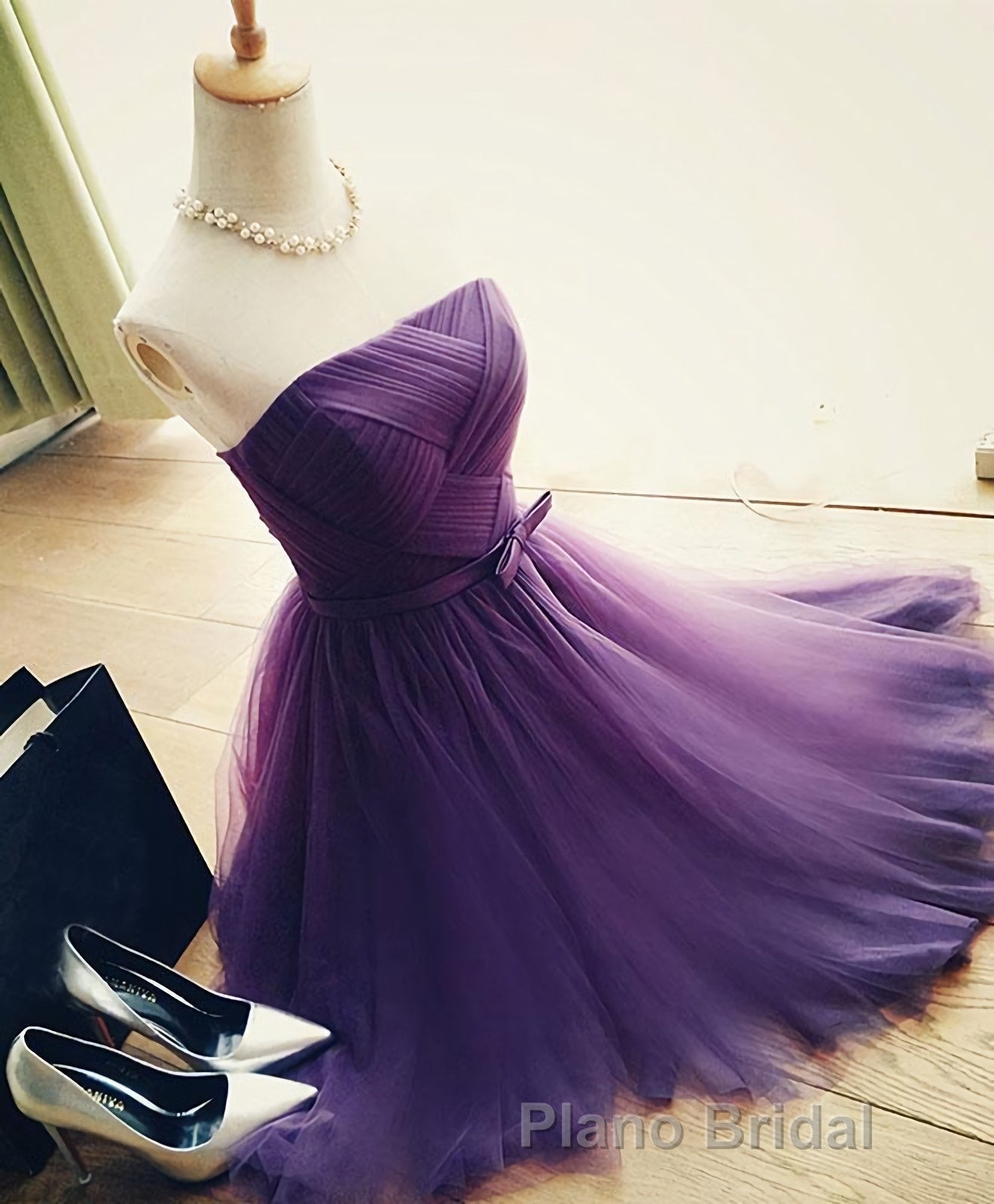 Cute A Line Tulle Short Formal Prom Dresses, Bridesmaid Dresses Secondary image