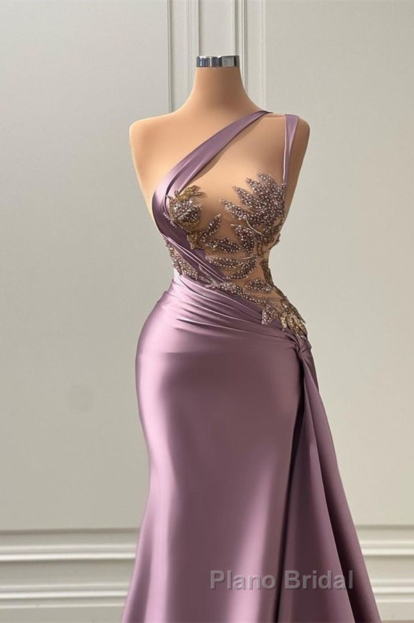 Sexy Purple Mermaid One-Shoulder Formal Prom Dress