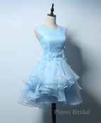 Cute Blue A Line Short Formal Prom Dress, Blue Evening Dress