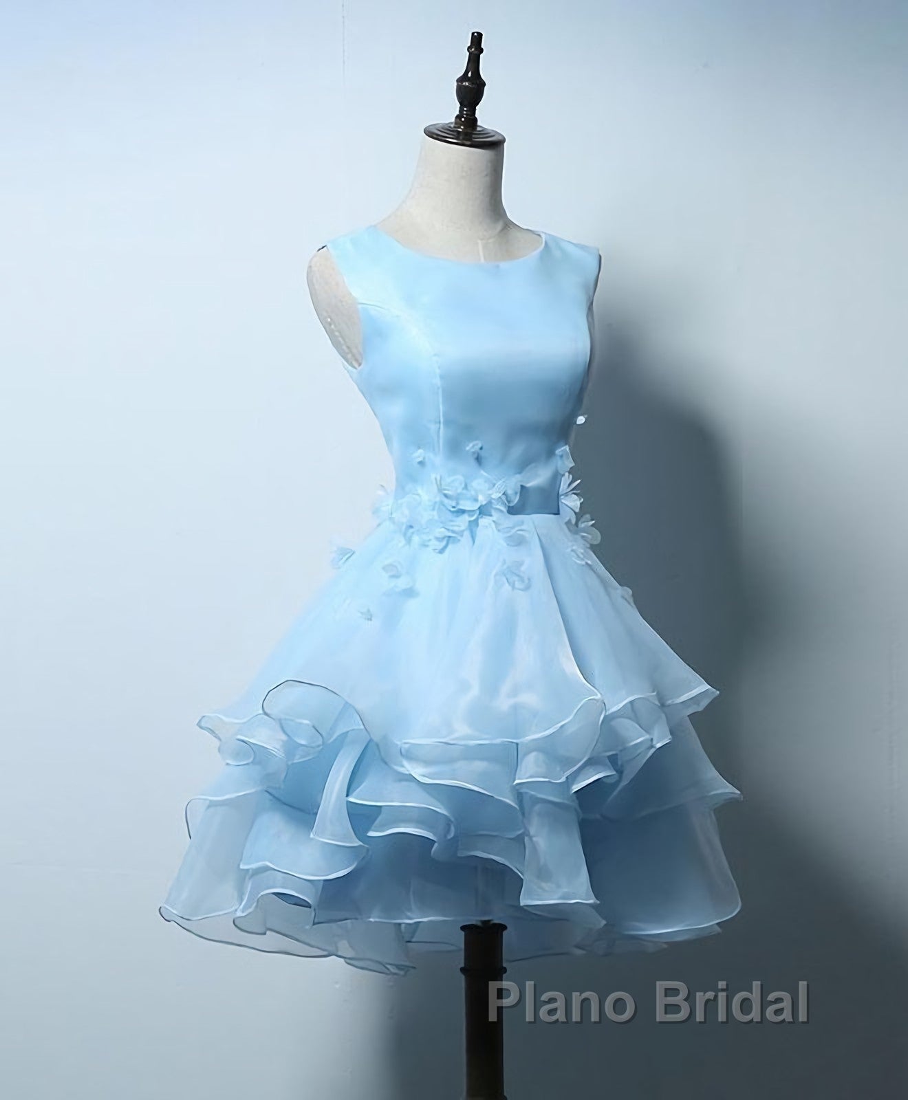 Cute Blue A Line Short Formal Prom Dress, Blue Evening Dress