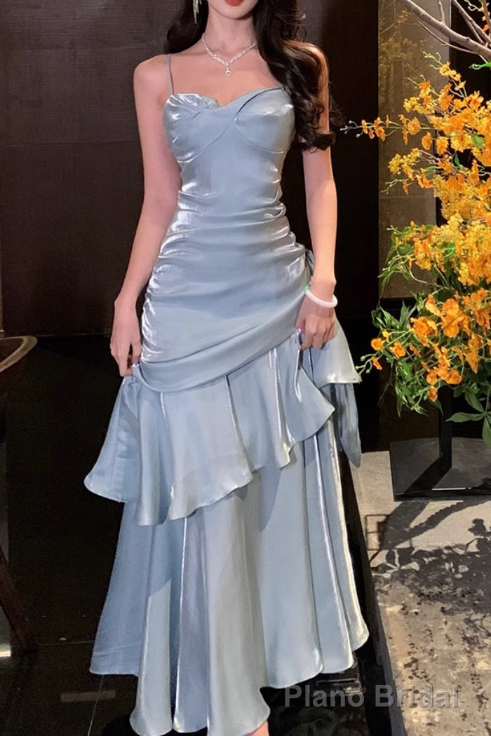 A-Line Gray Prom Dress features spaghetti straps Evening Dresses Secondary image