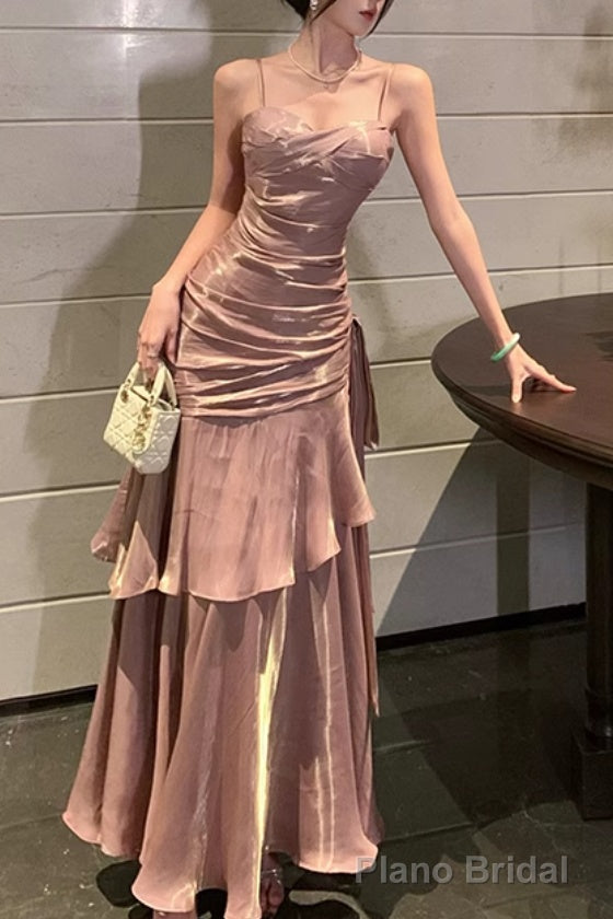 A-Line Pink Prom Dress features spaghetti straps Evening Dresses Secondary image