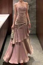 A-Line Pink Prom Dress features spaghetti straps Evening Dresses