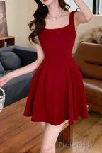 Summer Square Neck Homecoming Dress Backless Mini Dresses