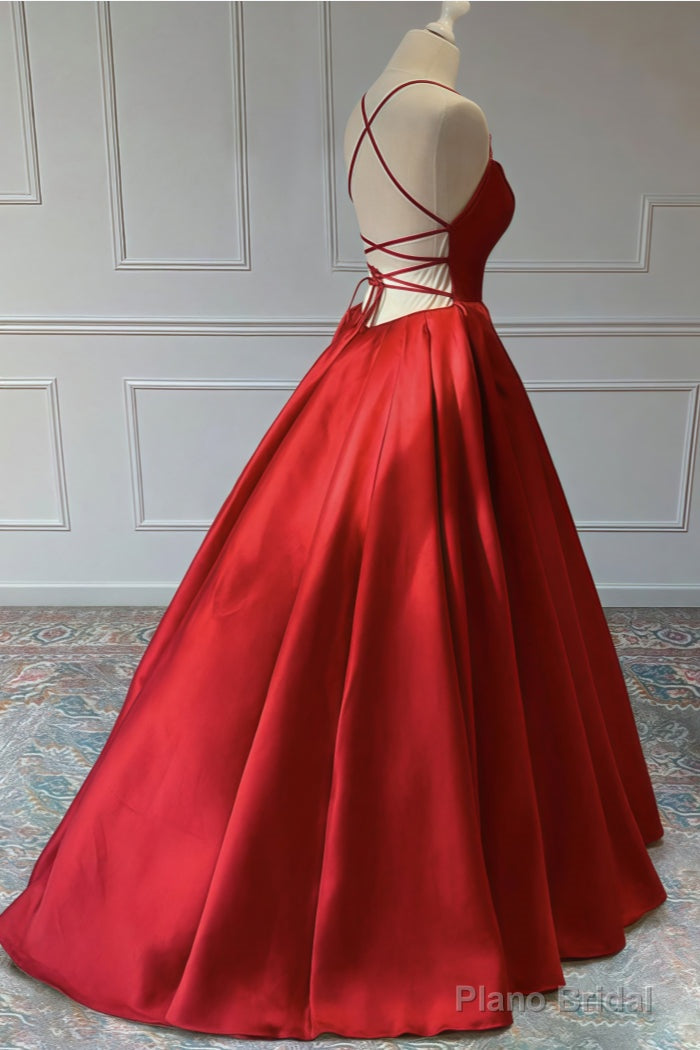 A-line Sleeveless Square Neckline Long/Floor-Length Satin Prom Dresses Secondary image