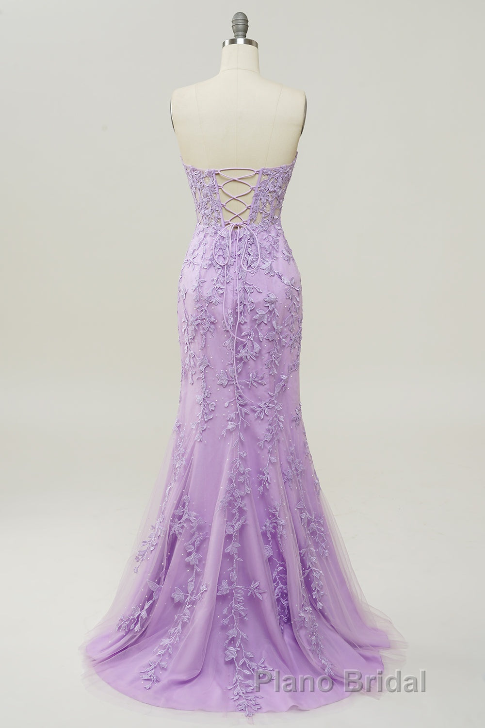 Coral Sweetheart Lace-Up Long Mermaid Formal Prom Dresses with Appliques