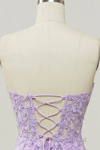 Purple Sweetheart Neck Mermaid Formal Prom Dress With Appliques