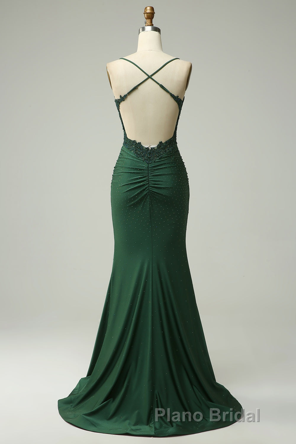 Sparkly Dark Green Beaded Long Formal Prom Dresses with Appliques