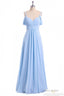 A-line Sky Blue Long Wedding Party Dresses