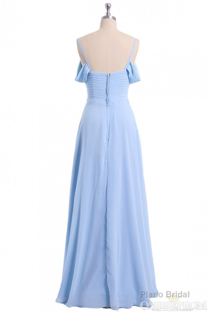 A-line Sky Blue Long Wedding Party Dresses Main image