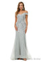 Off Shoulder Mermaid Evening Dresses, Luxurious Silver Bead Trumpet Formal Prom Dress