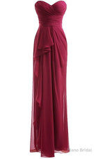 Classical Burgundy Sweetheart Empire Pleated Floor Length Chiffon Bridesmaid Dresses