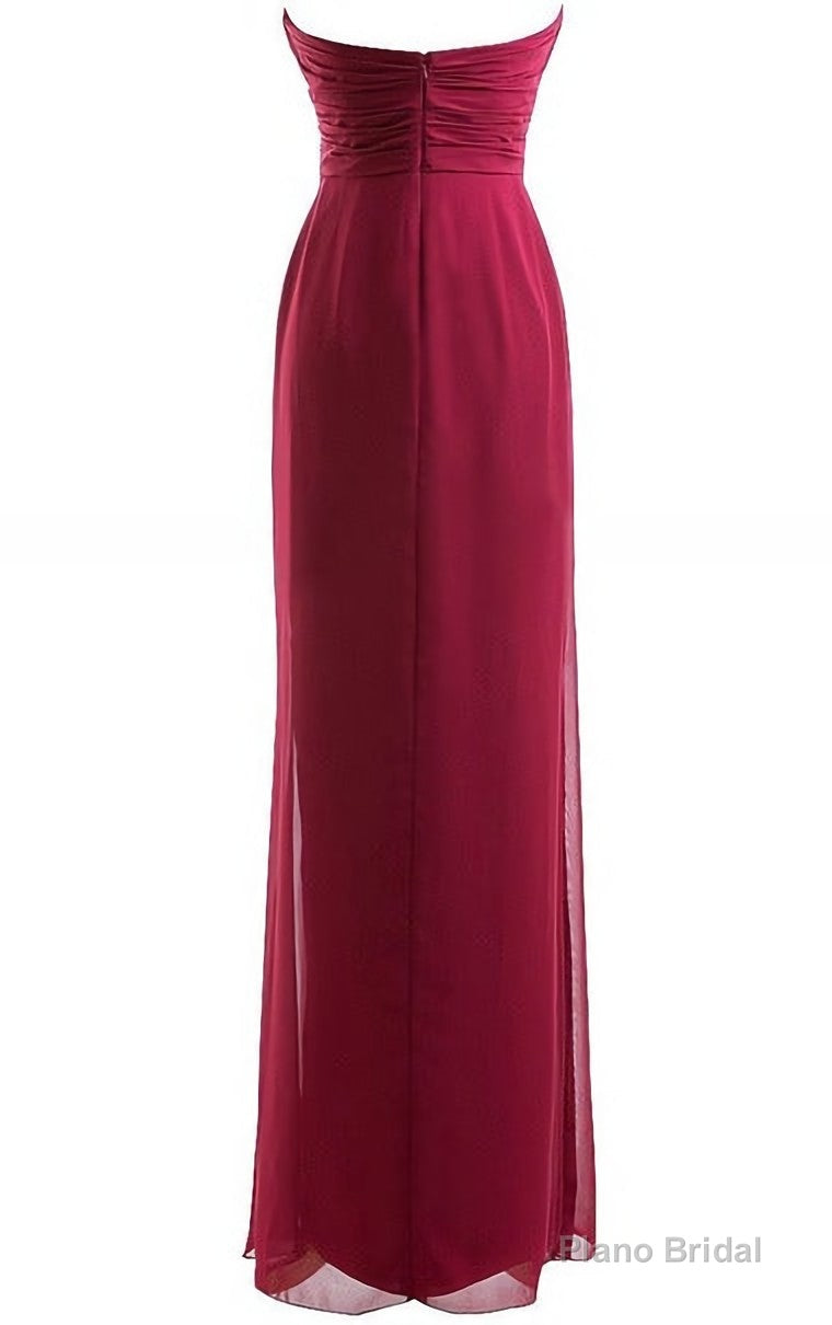 Classical Burgundy Sweetheart Empire Pleated Floor Length Chiffon Bridesmaid Dresses Secondary image
