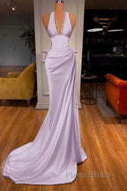 Halter V-Neck Mermaid Formal Prom Dresses Elegant