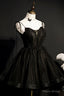 Elegant Black Spaghetti Straps Tulle Short Homecoming Dresses