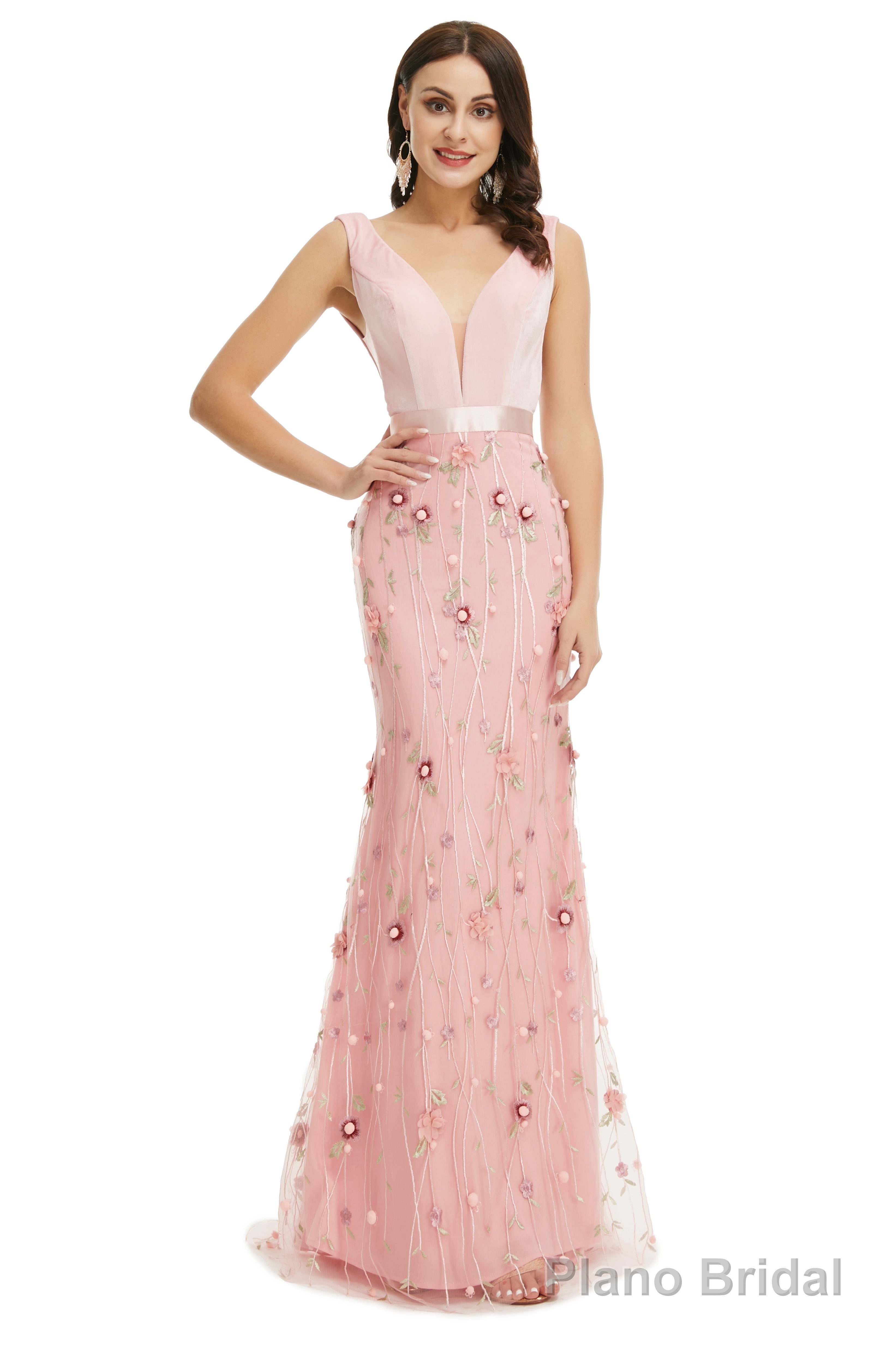 Lady Dresses Sleeveless Prom Dresses V Neck Formal Gowns 2025