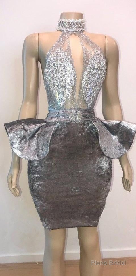 Halter Keyhole Neckline Appliques Short Prom Dresses Secondary image