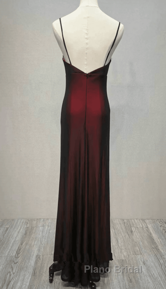 Black And Red Sweetheart Simple Straps Long Formal Prom Dress, A-Line Long Formal Dress Secondary image