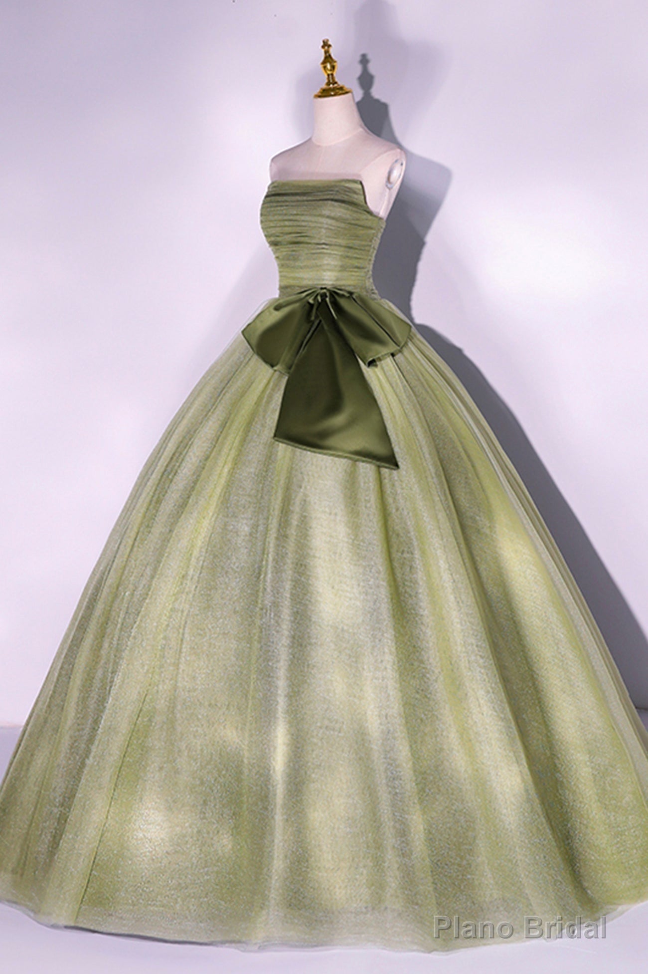 Green Strapless Tulle Long Formal Dress, A-Line Evening Party Dress Secondary image