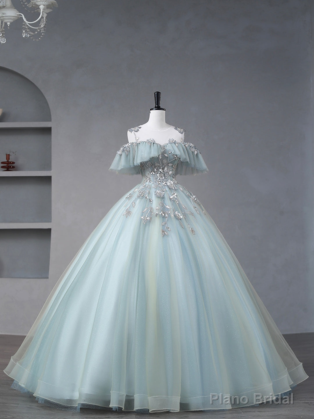 Beautiful Tulle Sequins Long Formal Dresses, A-Line Evening Dresses