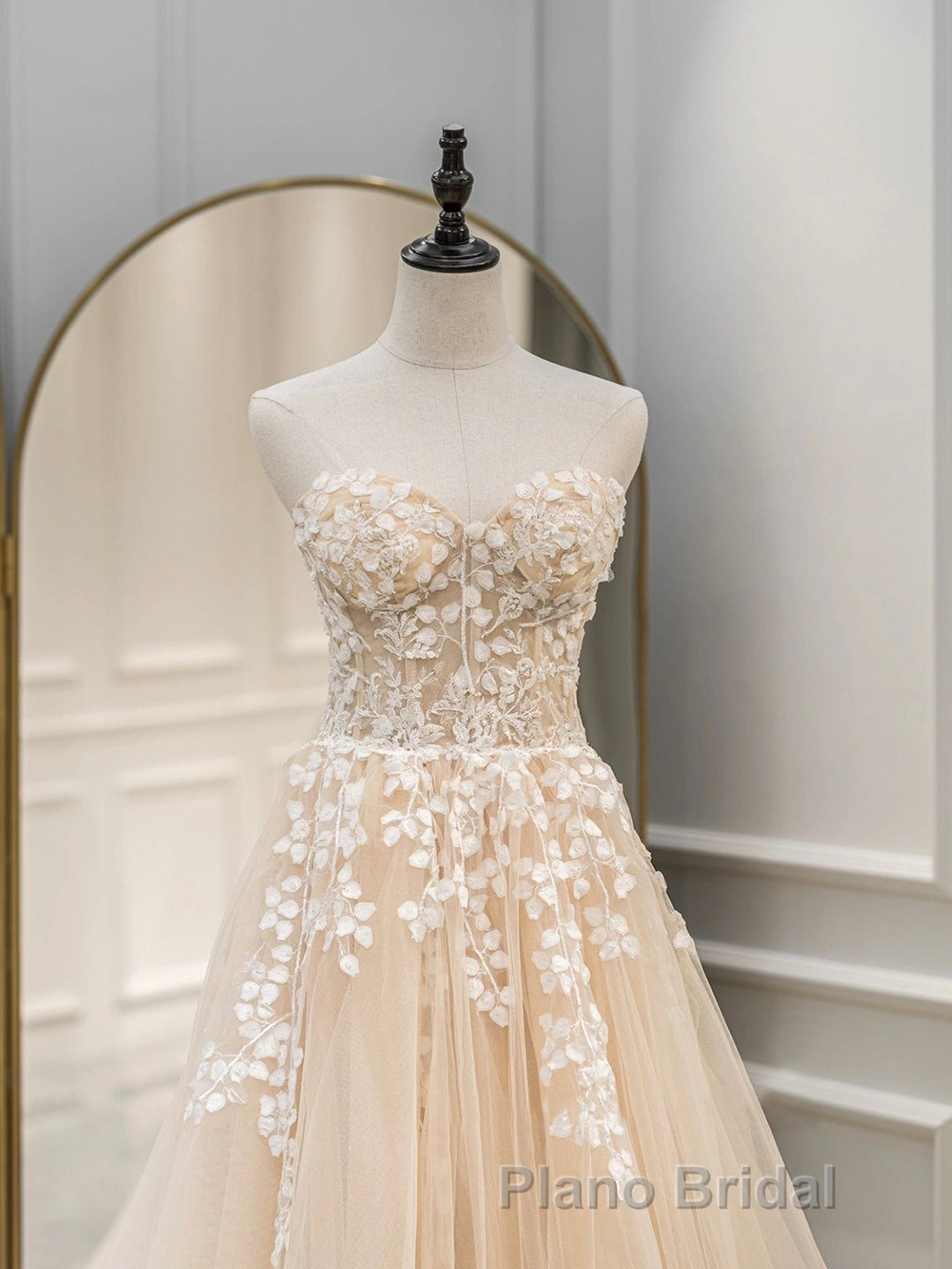 Cute Tulle Sweetheart Long Party Dresses with Lace, Beautiful A-Line Formal Prom Dresses