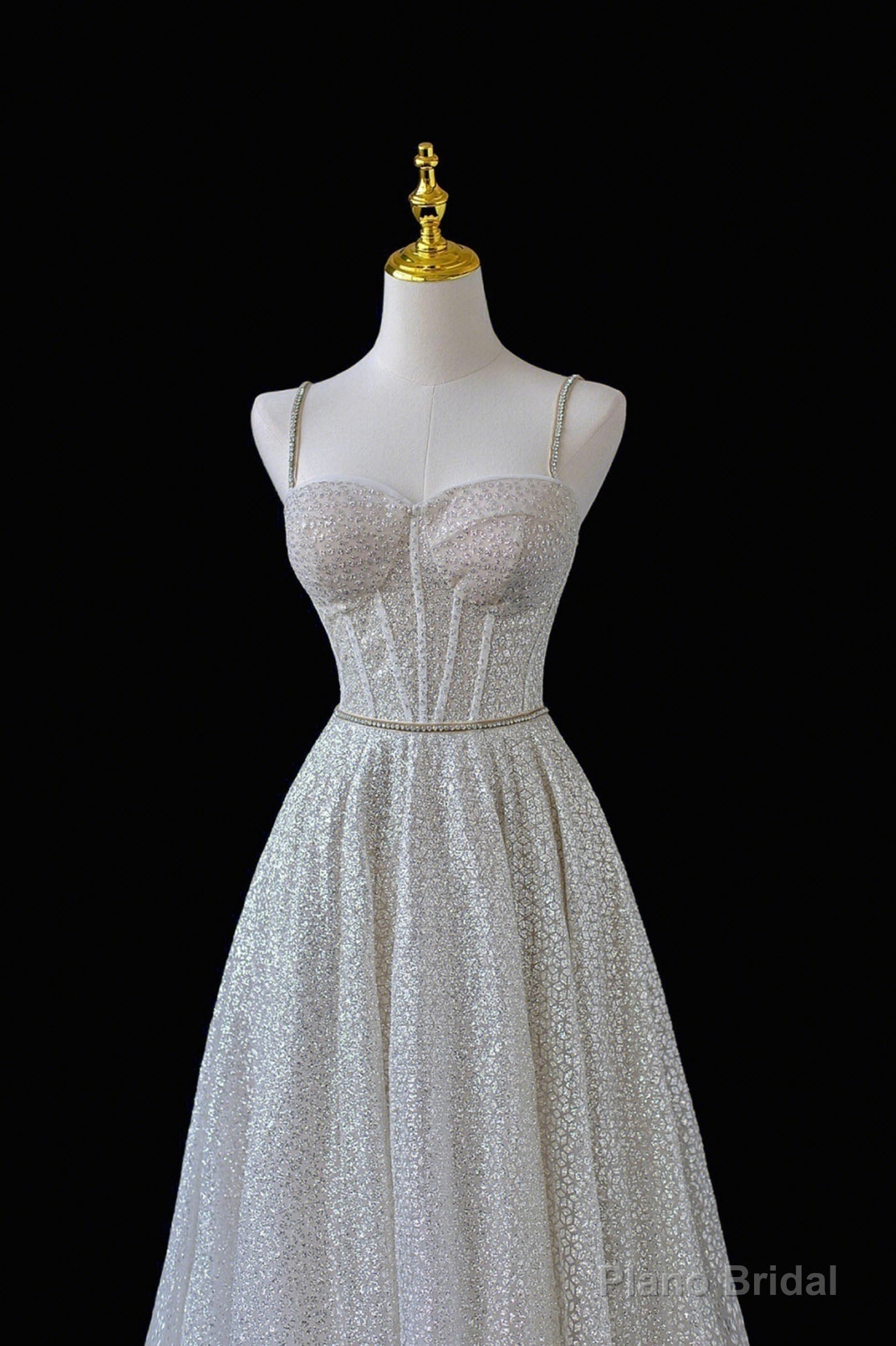 A-Line Straps Tulle Sequins Long Senior Prom Dress Secondary image