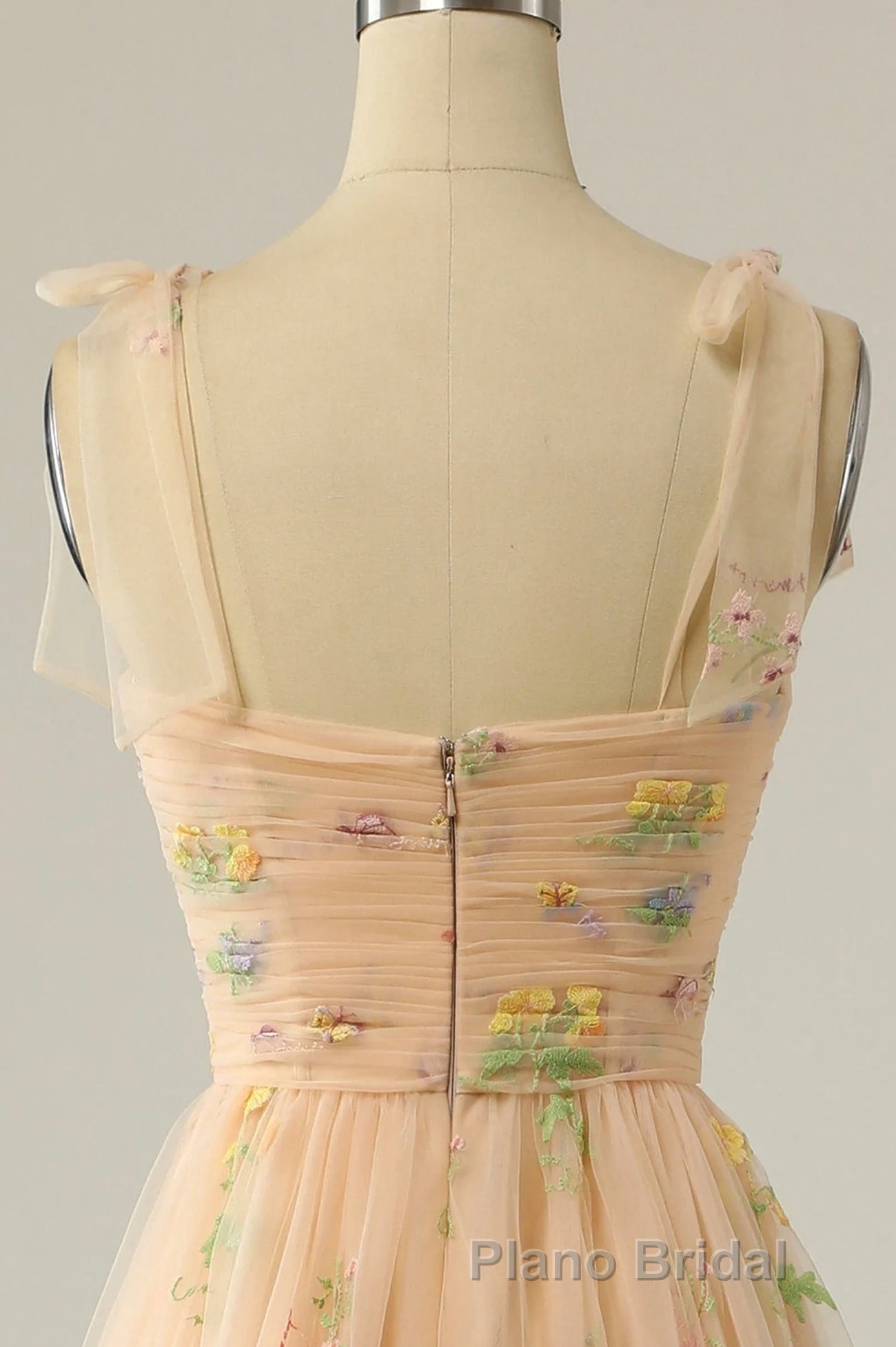 Champagne Lovely Tulle Lace Long Formal Prom Dresses, Champagne Evening Dresses