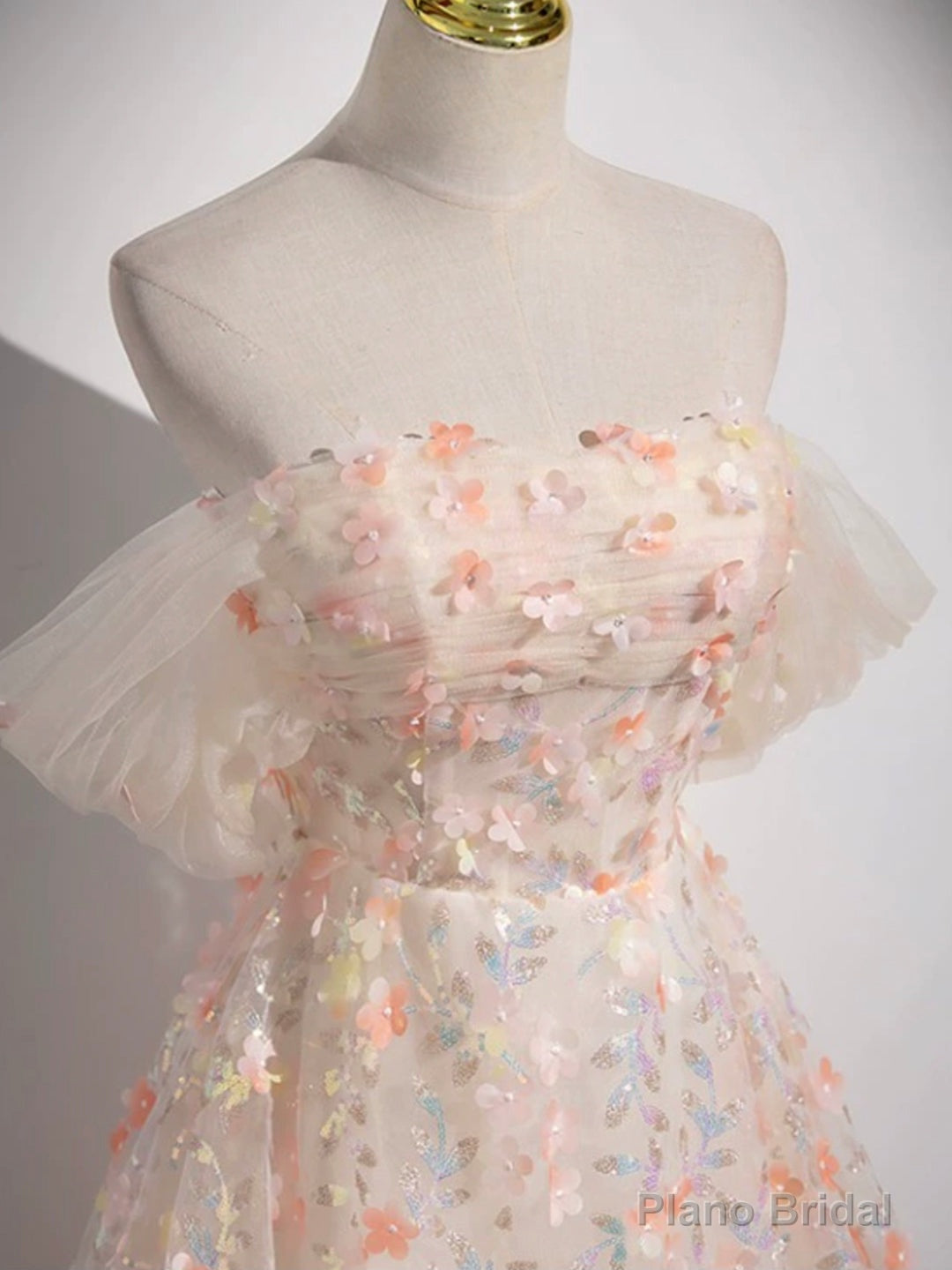 Lovely Three-dimensional Floral Floor Length Prom Dress, Off the Shoulder Evening Party Dress Secondary image