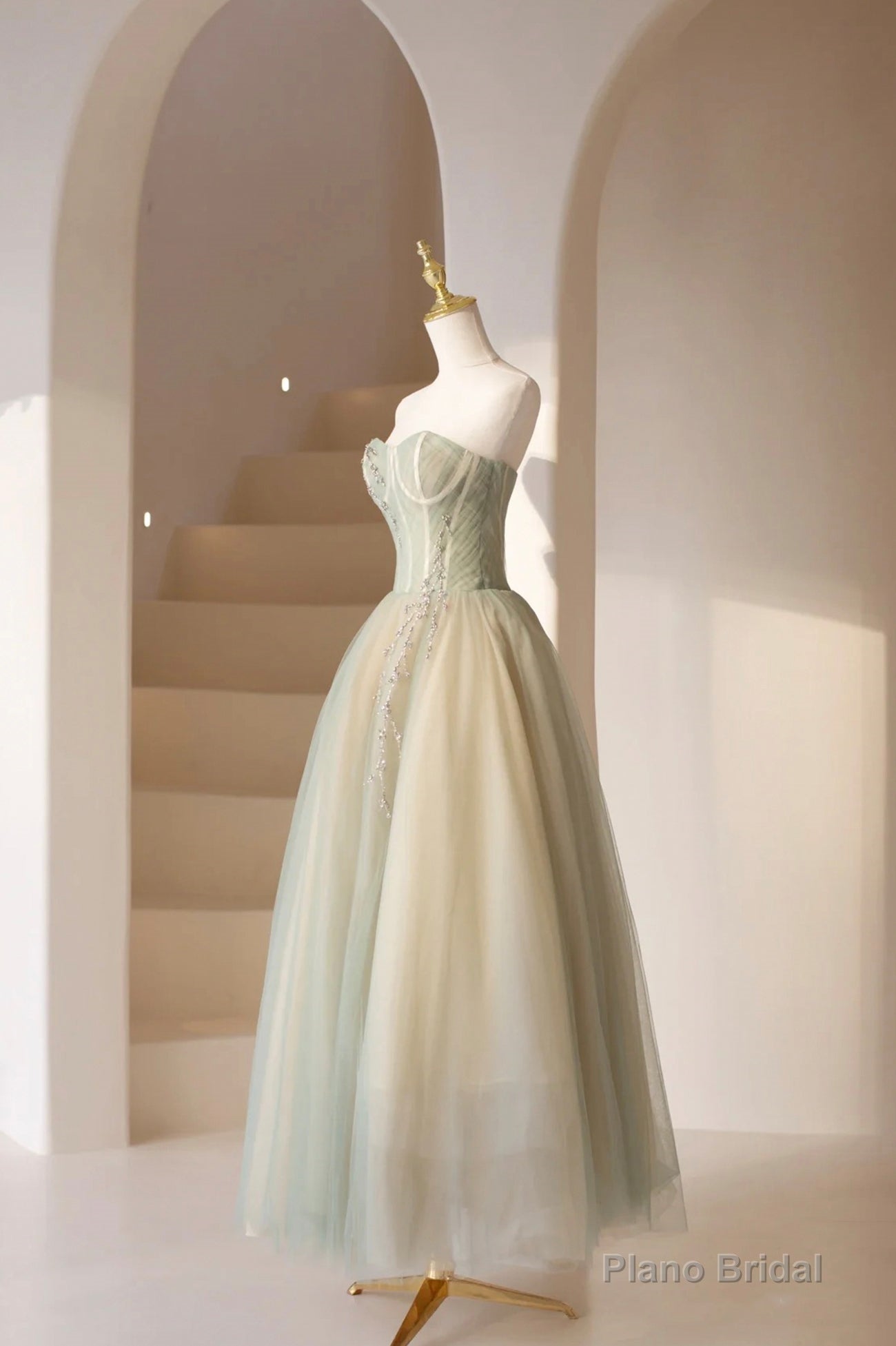Lovely Strapless Long Tulle Prom Dress, A-Line Evening Dress Secondary image
