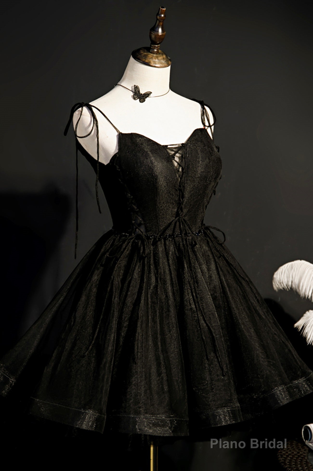 Black Tulle Short Prom Dress, Lovely A-Line Spaghetti Strap Party Dress Main image
